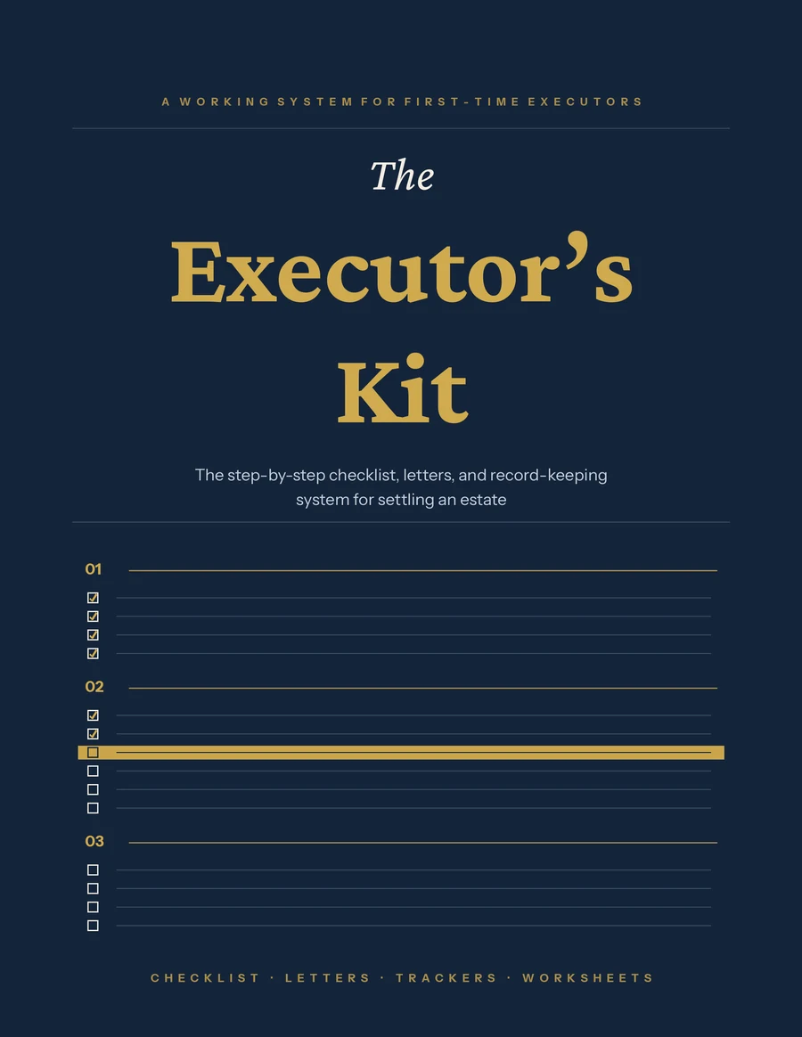 Front cover of The Executor's Kit: the step-by-step checklist, letters, and record-keeping system for settling an estate
